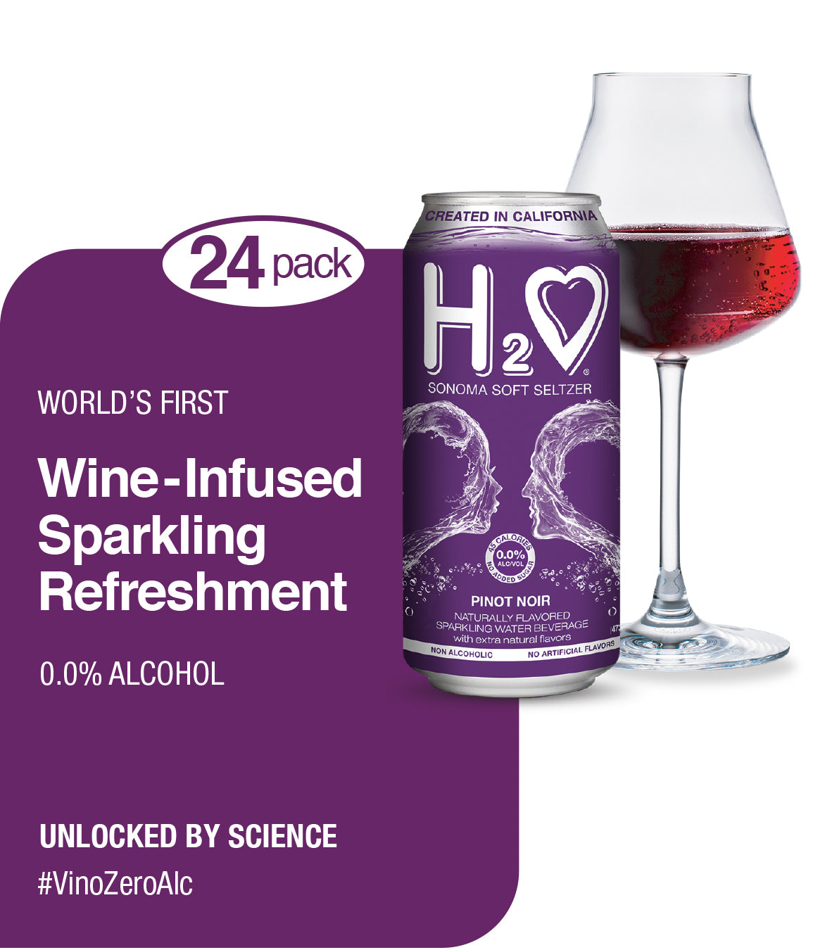 H2o® Pinot Noir 0.0% Alc, Refreshment, New Vintage, California, 24-Pack