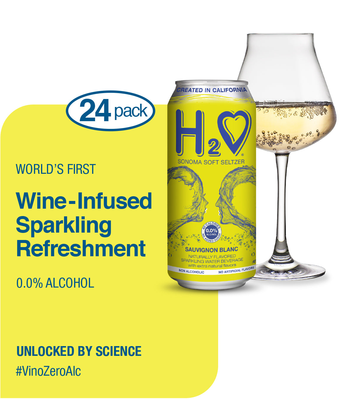 H2o® Sauvignon Blanc 0.0% Alc, Refreshment, New Vintage, California, 24-Pack