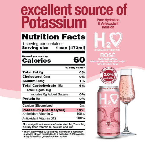 H2o® Sparkling Rose 0.0% Alc, Refreshment, Limited Vintage, California, 12-Pack