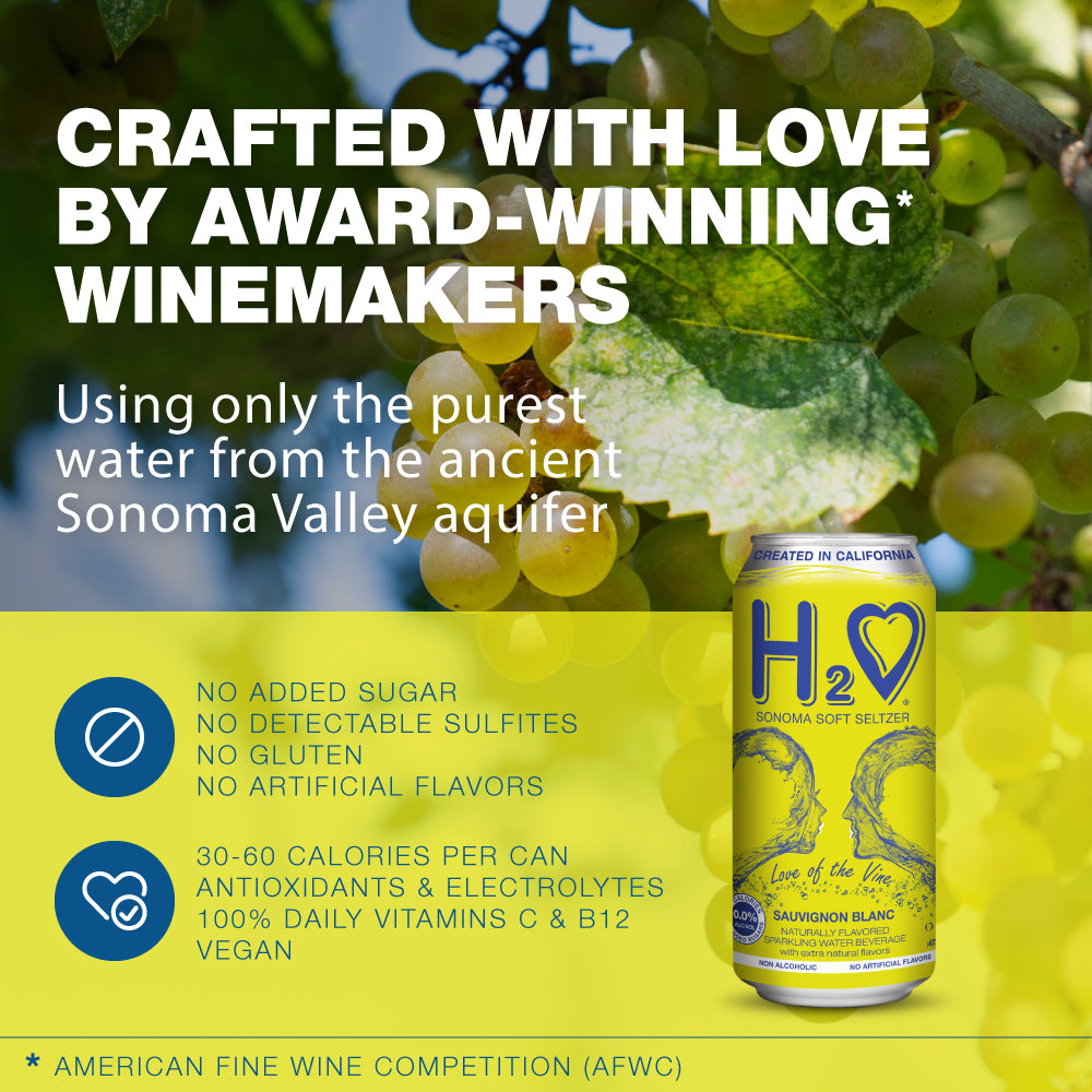 Sauvignon Blanc 0.0% ALC. Refreshment, Sonoma – H2o® | Unlocked by Science  ❤ Sonoma Soft Seltzer | Pioneers in Wine-Infused Beverages with 0.0% Alcohol | Alkoholfreie Weine & Sekte